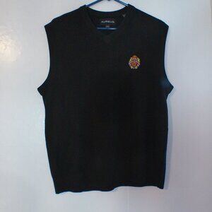 Aureus Black Sweater Vest Royal Montreal Golf Club Crest V-Neck Size Medium